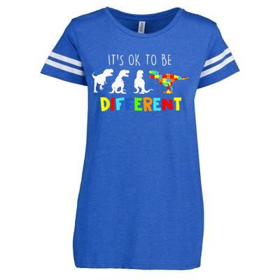 Autism Awareness Dinosaur Its Ok To Be Different Enza Ladies Jersey Football T-Shirt