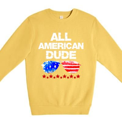 All American Dude 4th Of July Patriotic Family Sunglasses Cute Gift Premium Crewneck Sweatshirt