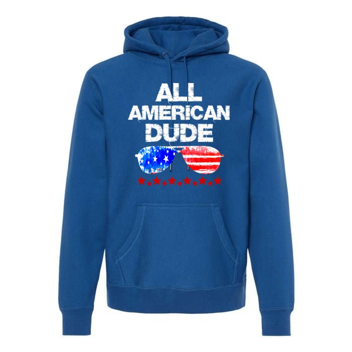 All American Dude 4th Of July Patriotic Family Sunglasses Cute Gift Premium Hoodie