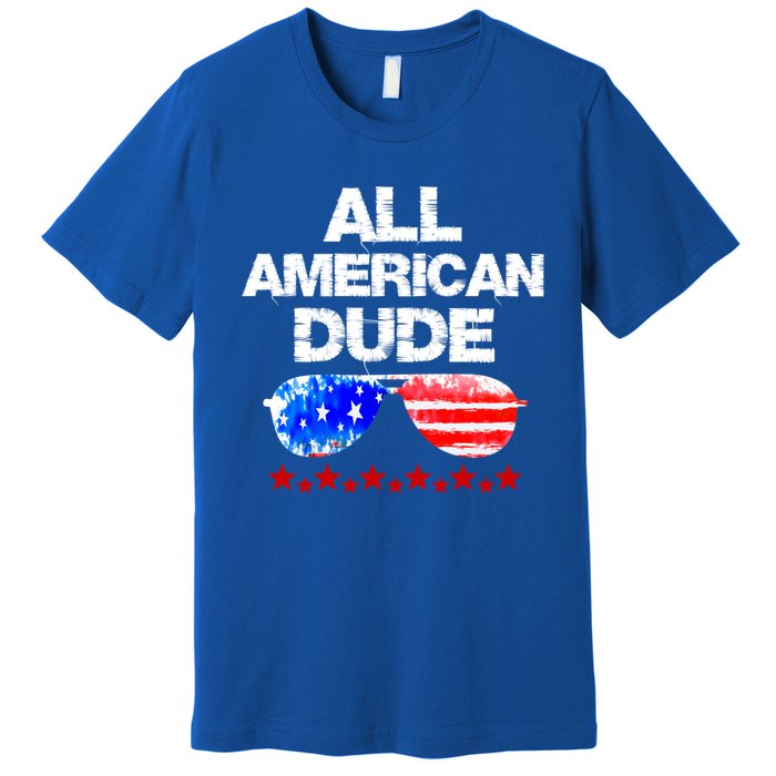 All American Dude 4th Of July Patriotic Family Sunglasses Cute Gift Premium T-Shirt