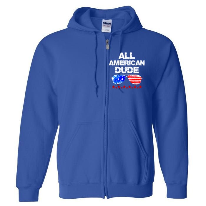 All American Dude 4th Of July Patriotic Family Sunglasses Cute Gift Full Zip Hoodie