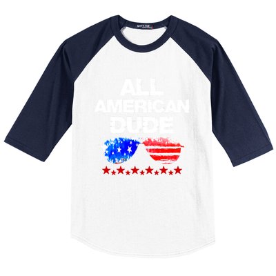 All American Dude 4th Of July Patriotic Family Sunglasses Cute Gift Baseball Sleeve Shirt