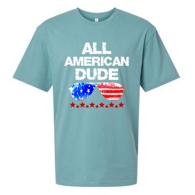 All American Dude 4th Of July Patriotic Family Sunglasses Cute Gift Sueded Cloud Jersey T-Shirt