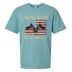 Armed And Dadly Funny Deadly Father For Father's Day Sueded Cloud Jersey T-Shirt