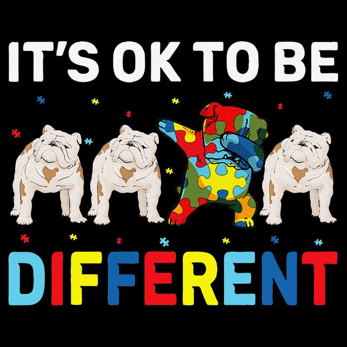 Autism Awareness Day Gift Funny Dabbing English Bulldog V-Neck T-Shirt