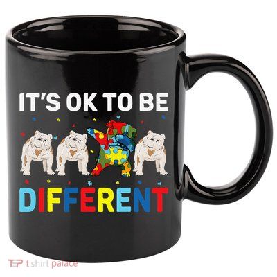 Autism Awareness Day Gift Funny Dabbing English Bulldog 11oz C Handle Ceramic Mug