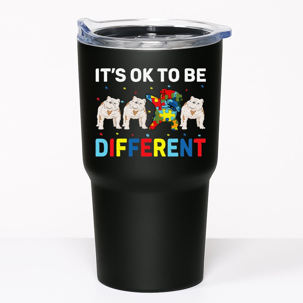 Autism Awareness Day Gift Funny Dabbing English Bulldog Tumbler