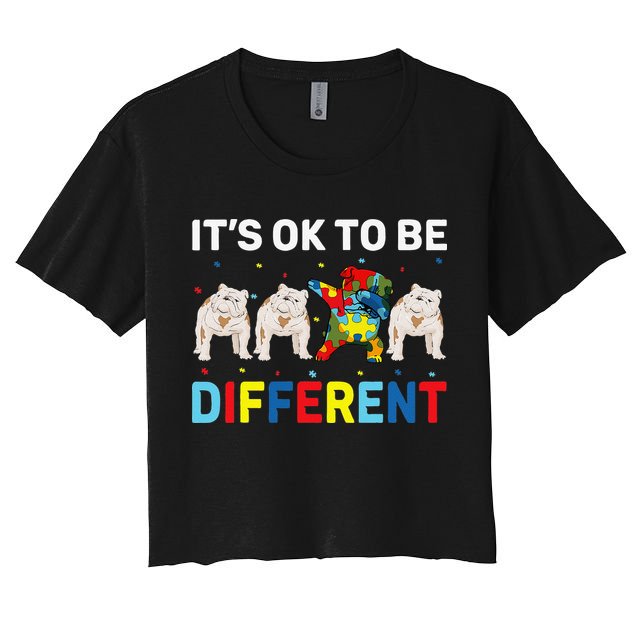 Autism Awareness Day Gift Funny Dabbing English Bulldog Crop Top