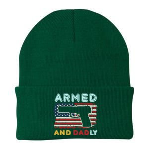 Armed And Dadly, Funny Deadly Father Gift For Father's Day Knit Cap Winter Beanie