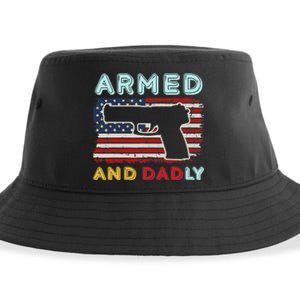 Armed And Dadly, Funny Deadly Father Gift For Father's Day Sustainable Bucket Hat