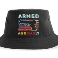 Armed And Dadly, Funny Deadly Father Gift For Father's Day Sustainable Bucket Hat