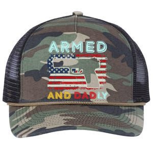 Armed And Dadly, Funny Deadly Father Gift For Father's Day Retro Rope Trucker Hat Cap