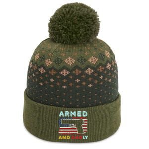 Armed And Dadly, Funny Deadly Father Gift For Father's Day The Baniff Cuffed Pom Beanie