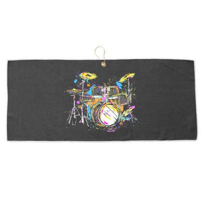 Abstract Art Drums Musician Music Band Throne Noose Large Microfiber Waffle Golf Towel