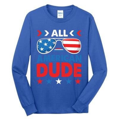 All American Dude 4th Of July Sunglasses Teens Gift Tall Long Sleeve T-Shirt