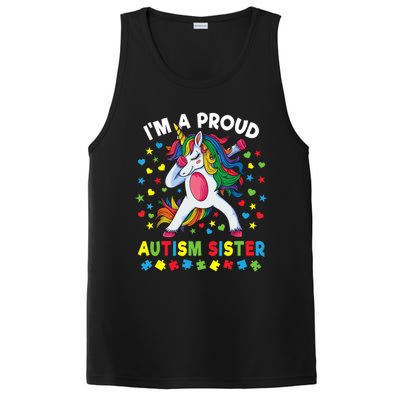 Autism Awareness Dabbing Unicorn Girl Proud Autism Sister PosiCharge Competitor Tank