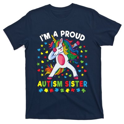 Autism Awareness Dabbing Unicorn Girl Proud Autism Sister T-Shirt