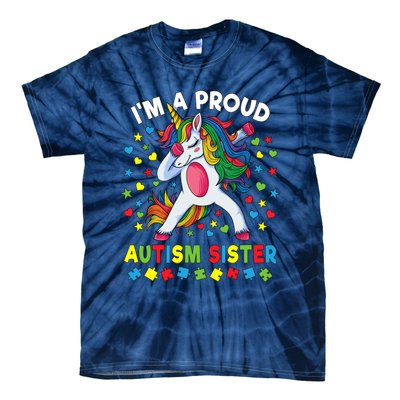 Autism Awareness Dabbing Unicorn Girl Proud Autism Sister Tie-Dye T-Shirt