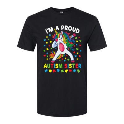 Autism Awareness Dabbing Unicorn Girl Proud Autism Sister Softstyle® CVC T-Shirt