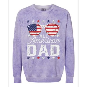 All American Dad 4th Of July Sunglasses Family Matching Colorblast Crewneck Sweatshirt