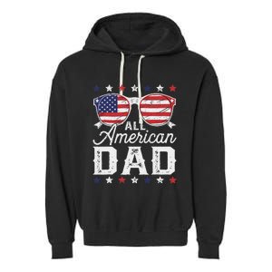 All American Dad 4th Of July Sunglasses Family Matching Garment-Dyed Fleece Hoodie