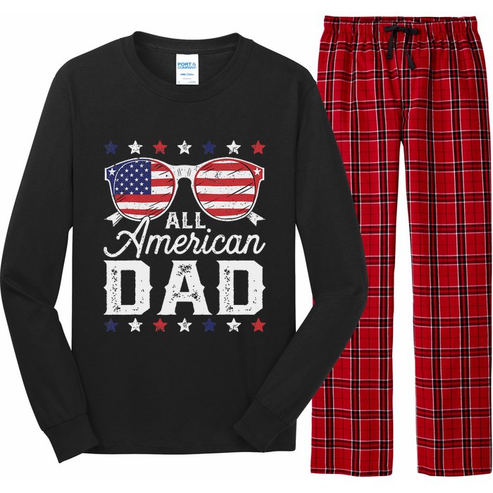 All American Dad 4th Of July Sunglasses Family Matching Long Sleeve Pajama Set