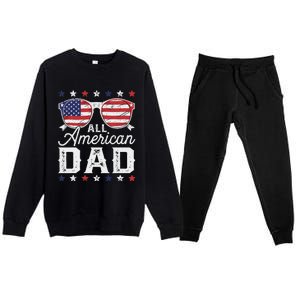 All American Dad 4th Of July Sunglasses Family Matching Premium Crewneck Sweatsuit Set