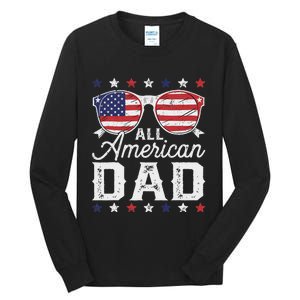 All American Dad 4th Of July Sunglasses Family Matching Tall Long Sleeve T-Shirt