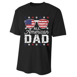 All American Dad 4th Of July Sunglasses Family Matching Performance Sprint T-Shirt