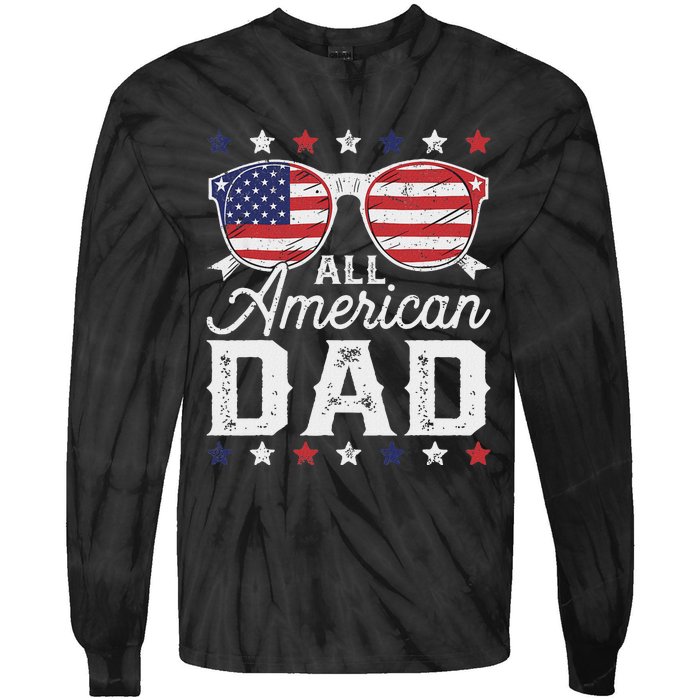 All American Dad 4th Of July Sunglasses Family Matching Tie-Dye Long Sleeve Shirt