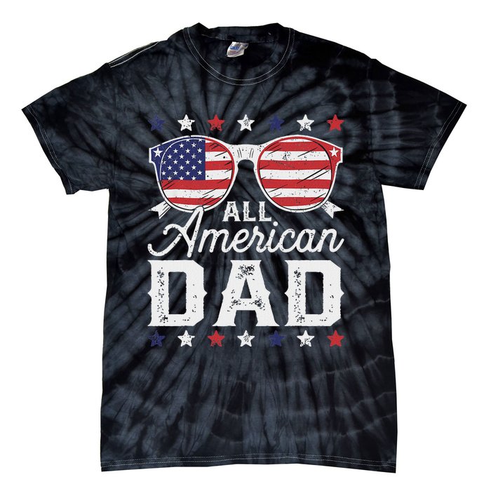 All American Dad 4th Of July Sunglasses Family Matching Tie-Dye T-Shirt