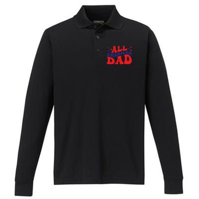 All American Dad Gift Classic Performance Long Sleeve Polo