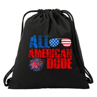 All American Dude 4th Of July Drawstring Bag