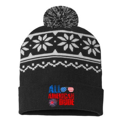 All American Dude 4th Of July USA-Made Snowflake Beanie