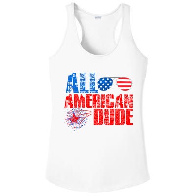 All American Dude 4th Of July Ladies PosiCharge Competitor Racerback Tank