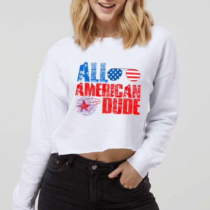 All American Dude 4th Of July Cropped Pullover Crew