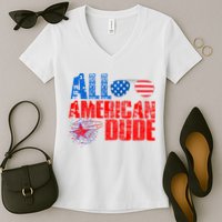All American Dude 4th Of July Women's V-Neck T-Shirt