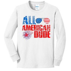 All American Dude 4th Of July Kids Long Sleeve Shirt