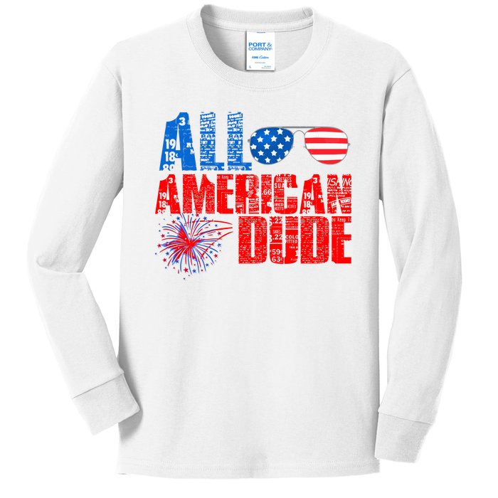 All American Dude 4th Of July Kids Long Sleeve Shirt