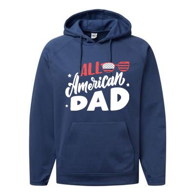 All American Dad | 4th Of July Family Outfits Performance Fleece Hoodie