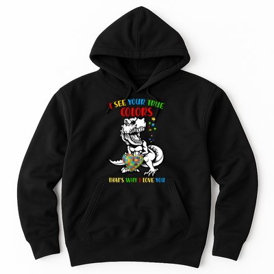 Autism Awareness Dinosaur I See Your True Colors  Meaningful Gift Hoodie