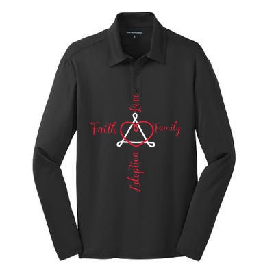 Adoption Announcement Day Family Faith Love Silk Touch Performance Long Sleeve Polo