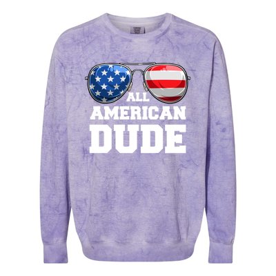 All American Dude 4th Of July Great Gift Colorblast Crewneck Sweatshirt