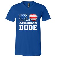 All American Dude 4th Of July Great Gift V-Neck T-Shirt