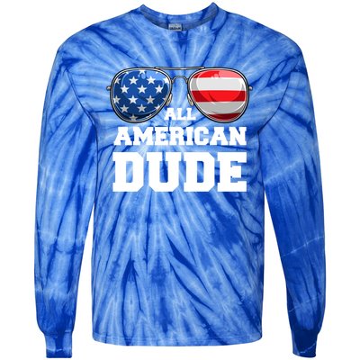 All American Dude 4th Of July Great Gift Tie-Dye Long Sleeve Shirt