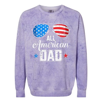 All american dad US flag sunglasses for matching 4th of July Colorblast Crewneck Sweatshirt