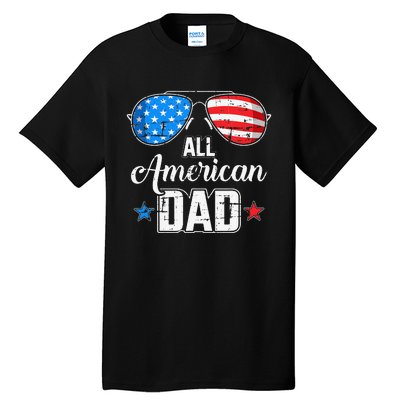 All american dad US flag sunglasses for matching 4th of July Tall T-Shirt