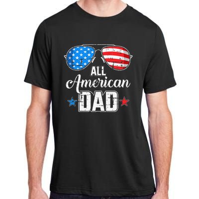 All american dad US flag sunglasses for matching 4th of July Adult ChromaSoft Performance T-Shirt