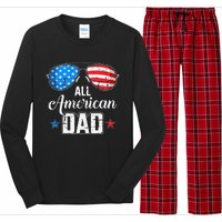 All american dad US flag sunglasses for matching 4th of July Long Sleeve Pajama Set