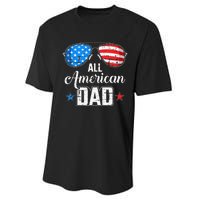 All american dad US flag sunglasses for matching 4th of July Performance Sprint T-Shirt